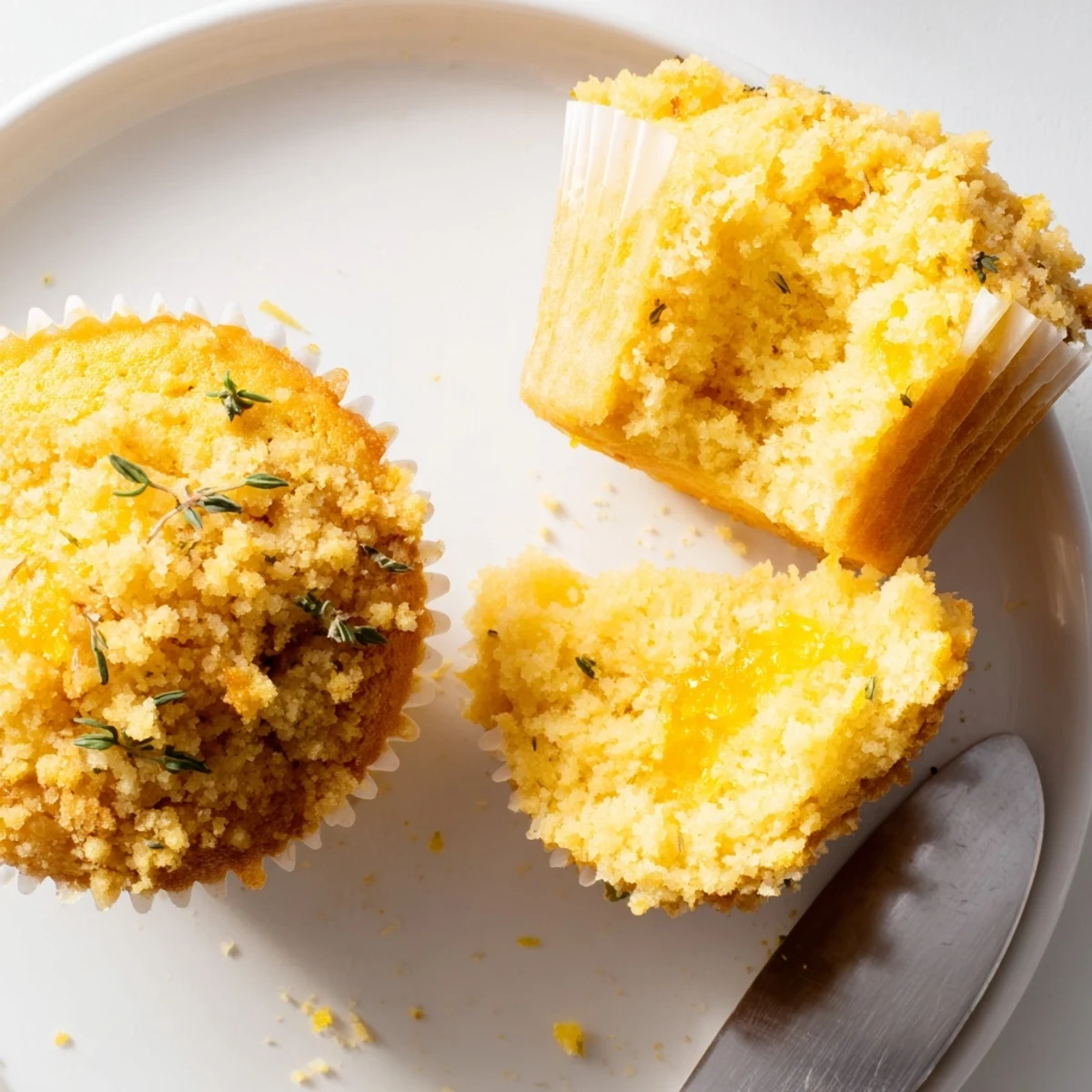 Freshly baked Lemon Orange Honey Muffins with crispy herb crumble served warm for breakfast