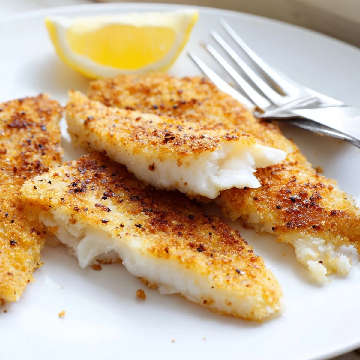 Pan fried tilapia seasoned with paprika served hot from a cast iron skillet