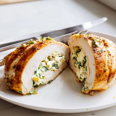 Creamy goat cheese oozes from tender herb-stuffed chicken straight from the oven